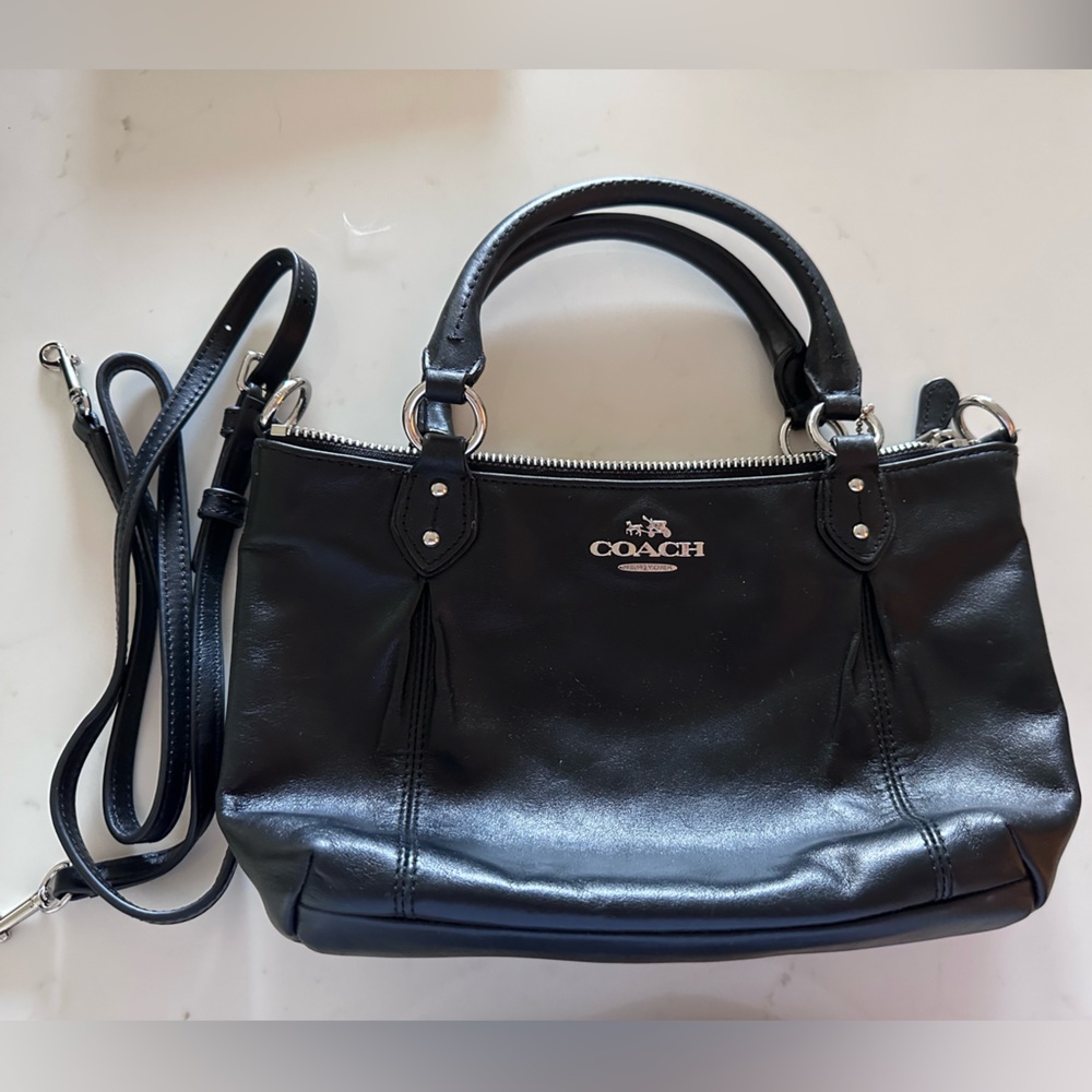 COACH Black Leather Satchel Y2K Soft Black Leather. Silver Hardware.